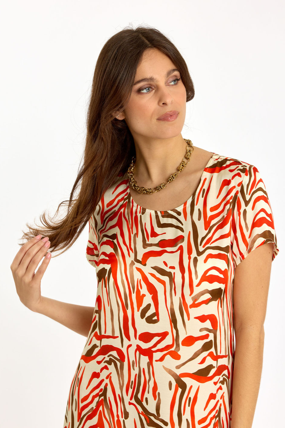 Lauren Vidal Irisa Long Straight Printed Dress