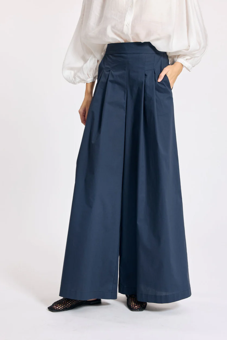 Lauren Vidal Lora Poplin Pant in Marine