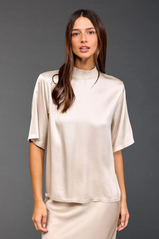 Lauren Vidal Mattie High Neck Top | Cream