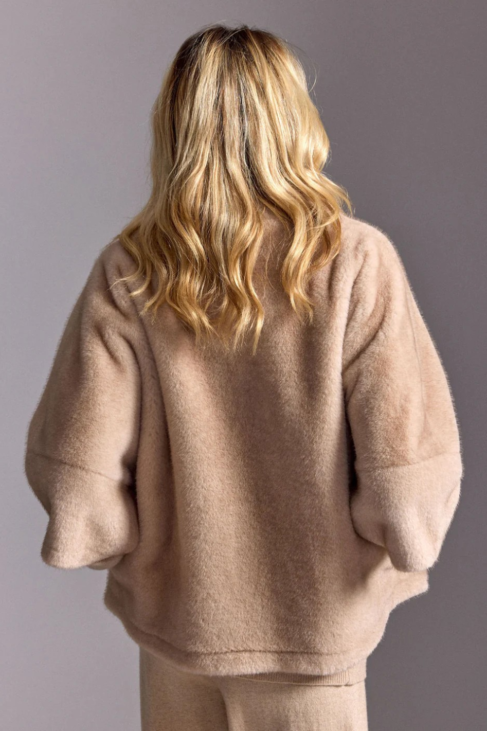 Lauren Vidal Melo 3/4 Sleeve Faux Fur Jacket | Beige