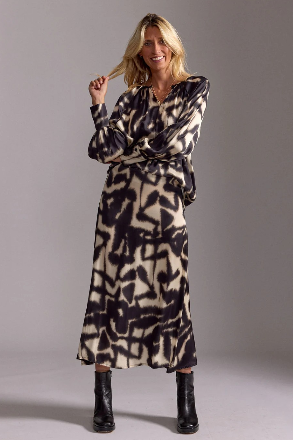 Lauren Vidal Telma Printed Blouse | Beige