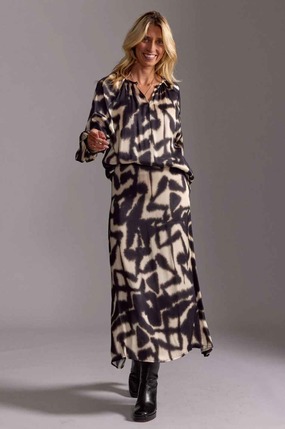 Lauren Vidal Telma Printed Blouse | Beige