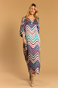 Lauren Vidal Silma Zig Zag Midi Dress