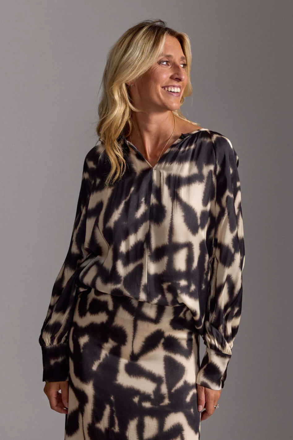 Lauren Vidal Telma Printed Blouse | Beige