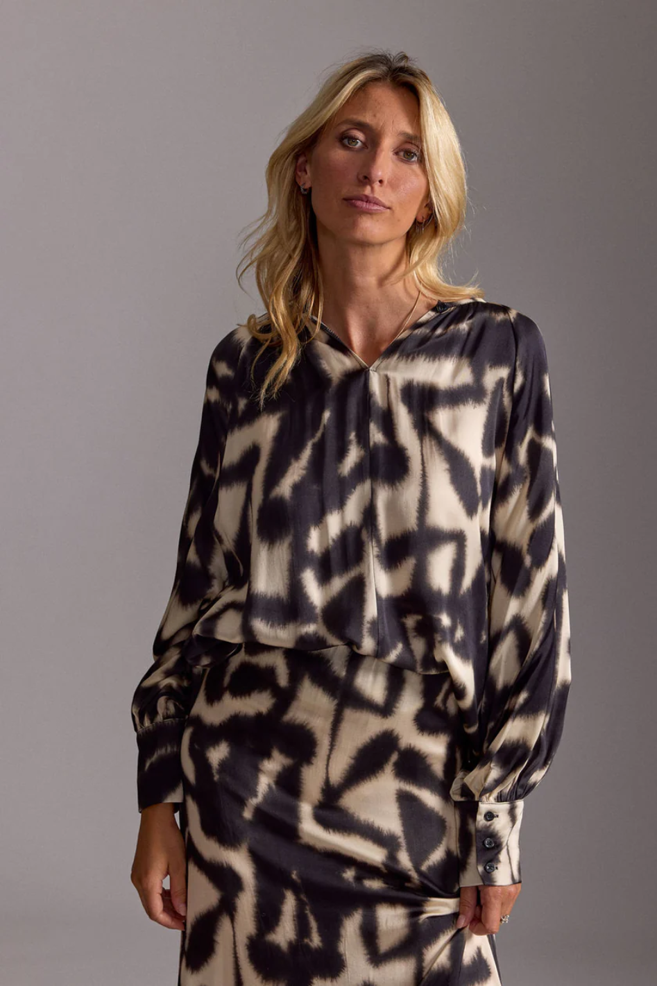 Lauren Vidal Telma Printed Blouse | Beige