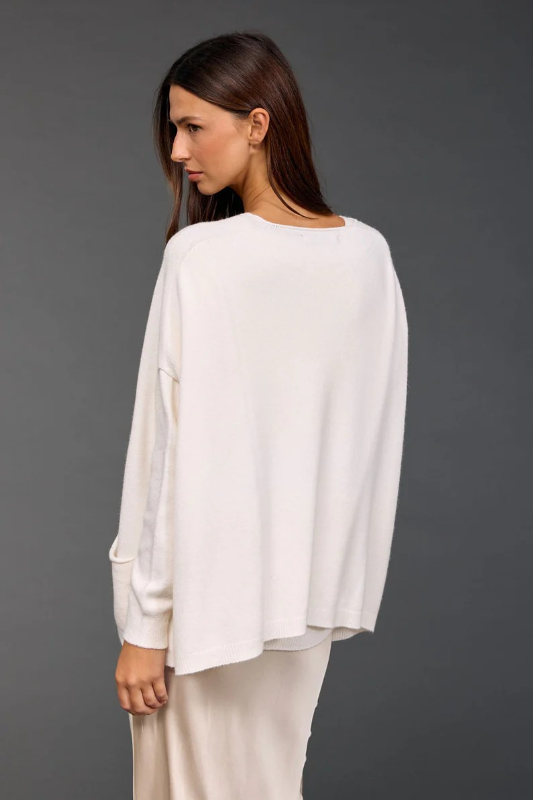 Lauren Vidal Clea V-Neck Poncho | Ecru