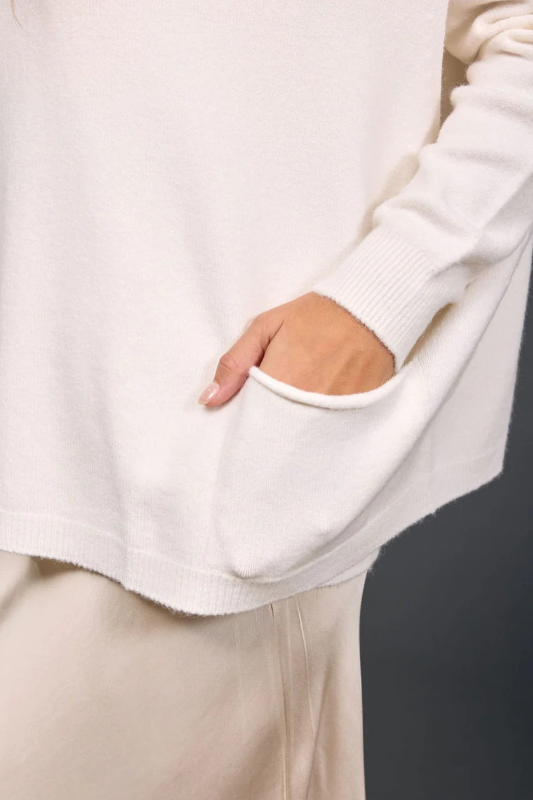Lauren Vidal Clea V-Neck Poncho | Ecru