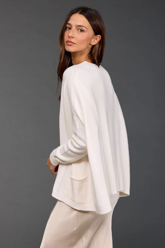 Lauren Vidal Clea V-Neck Poncho | Ecru