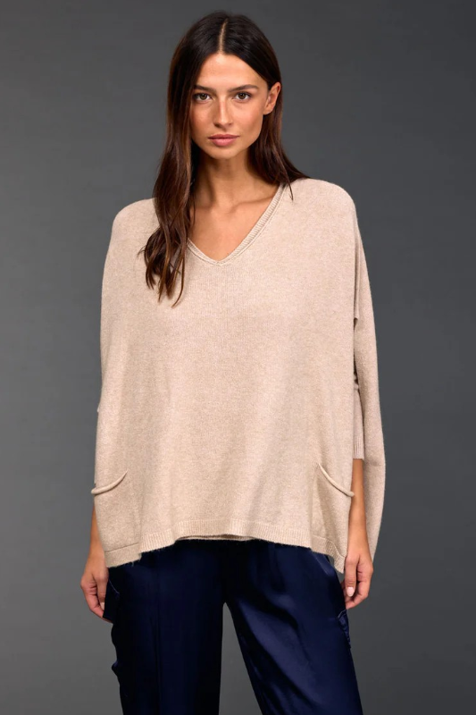 Lauren Vidal Clea V-Neck Poncho | Sable