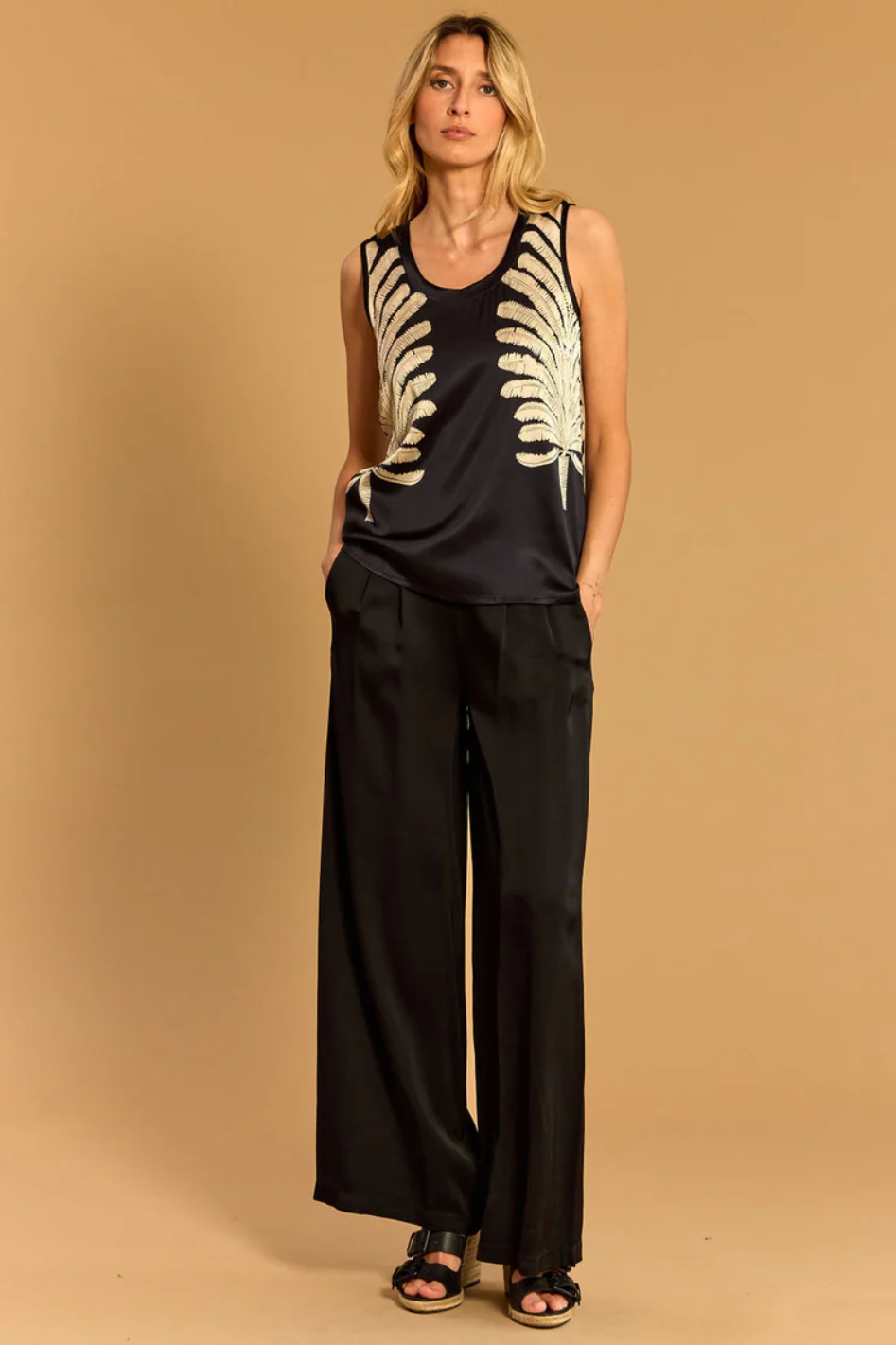 Lauren Vidal Vika Night Printed Cropped Tank Top