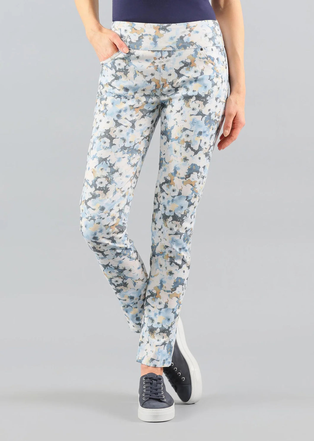 Lisette Slim Pant w pockets | 30inch | Periwinkle Print