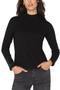 Liverpool Long Sleeve Mock Neck Rib Knit Top in Black