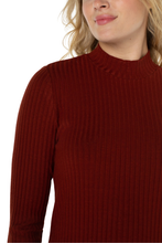 Load image into Gallery viewer, Liverpool Mock Neck Long Sleeve Knit Top | Deep Cinnamon
