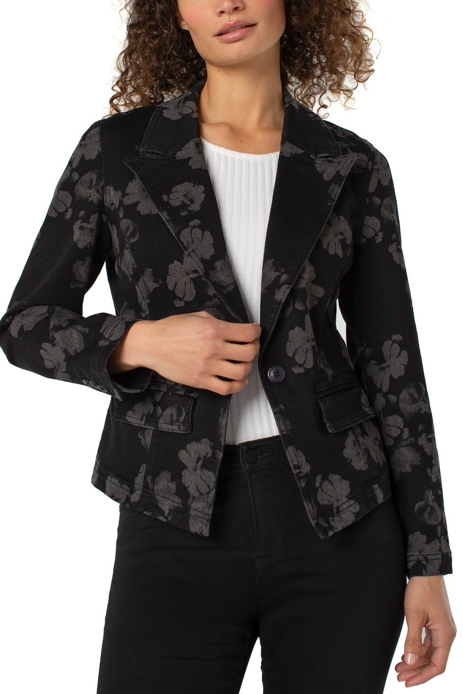 Liverpool Notch Collar One Button Blazer All Over Floral