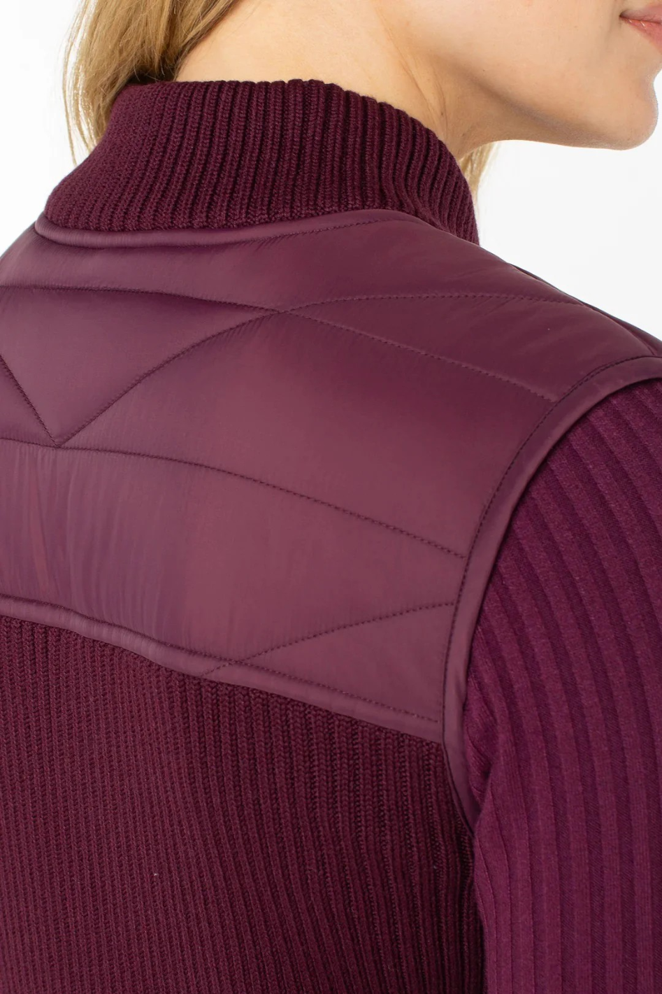 Liverpool Quilted Front Vest in Berry