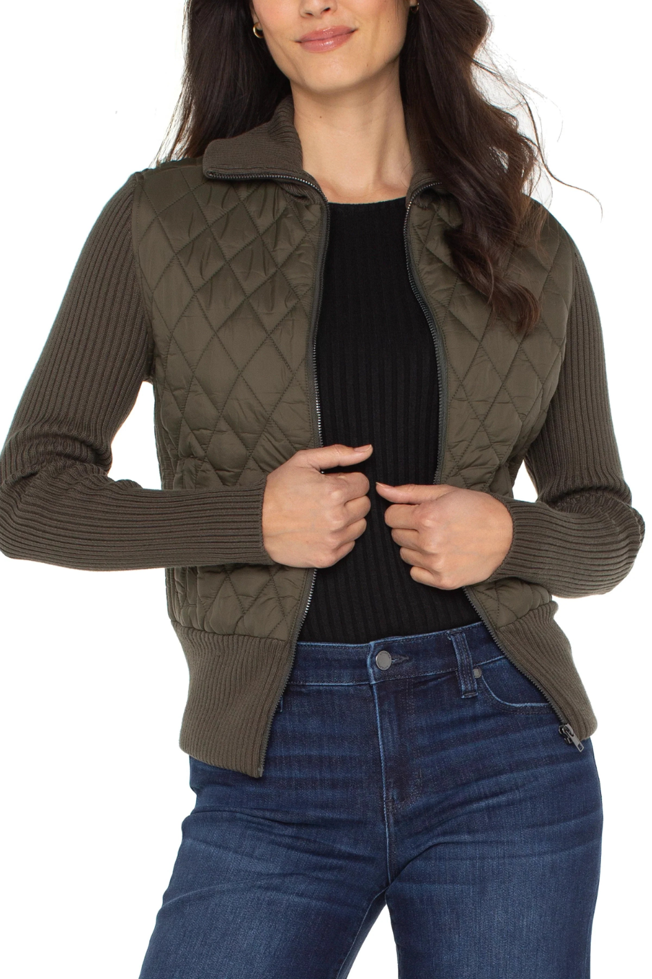 Liverpool Zip Front Jacket in Forest Night