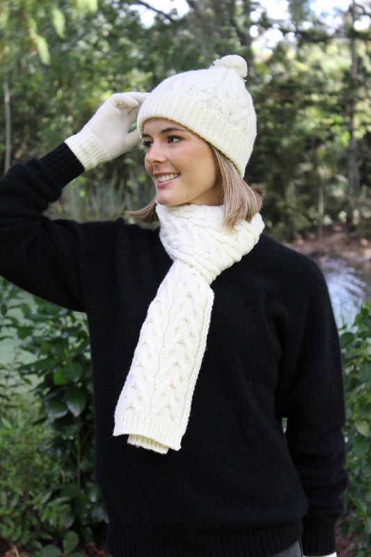 Lothlorian Merino Cable Hat with Pom Pom