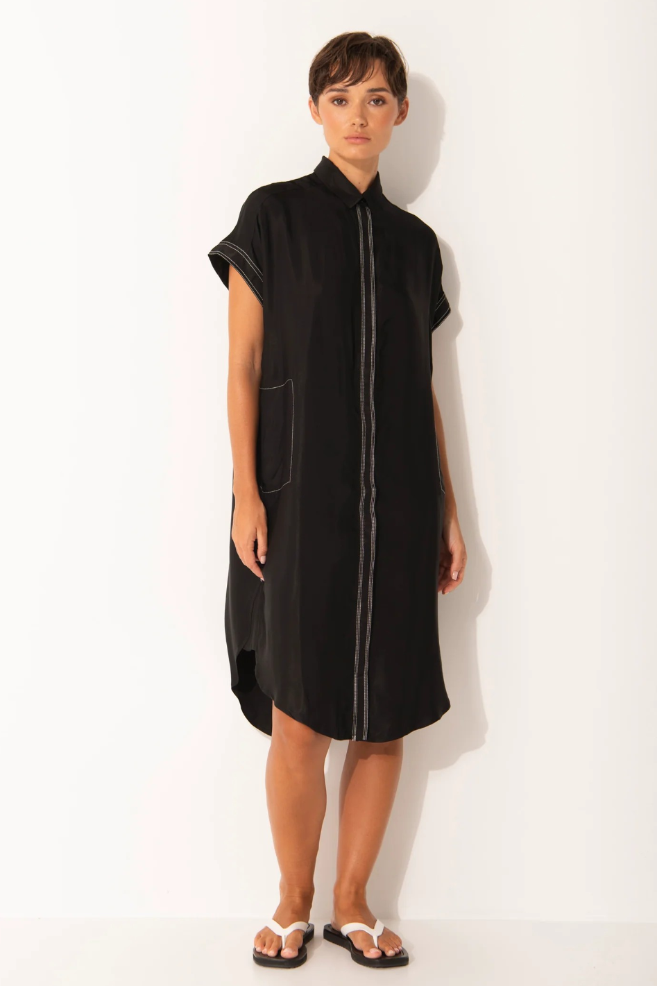 Lounge The Label Juan Shirt Dress | Black/White 40246