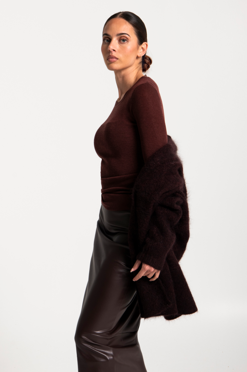 Lounge The Label Vienna Mohair Wool Cardigan | Merlot | 20075