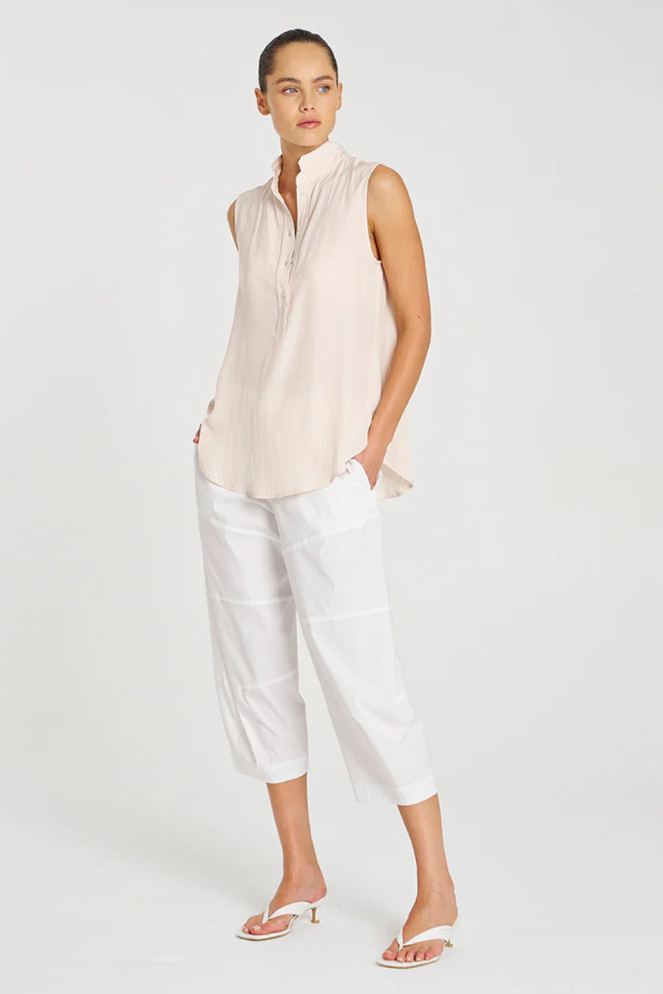 Mela Purdie Cropped Tuscan Pant | Microprene | White