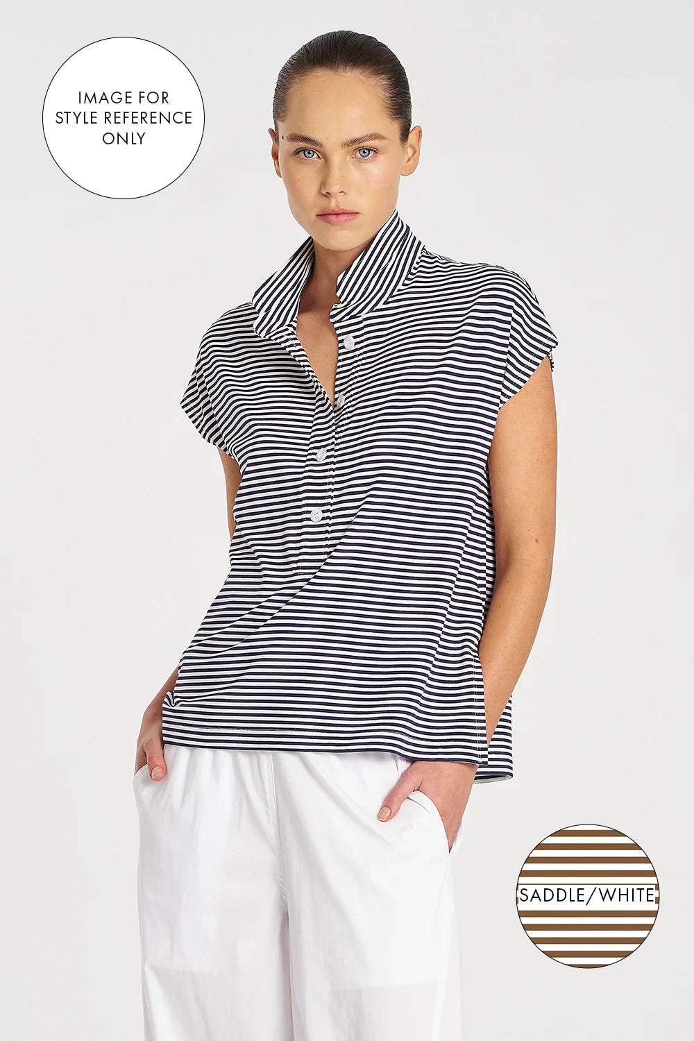 Mela Purdie Henley Tank in Saddle/White