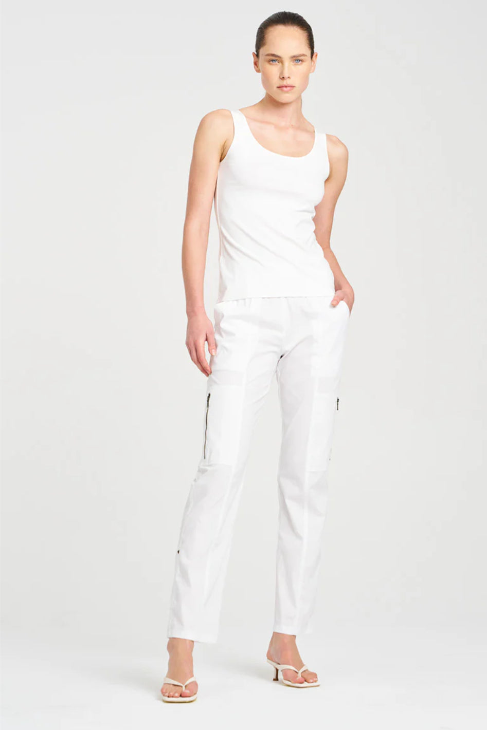 Mela Purdie Zip Cargo White Microprene