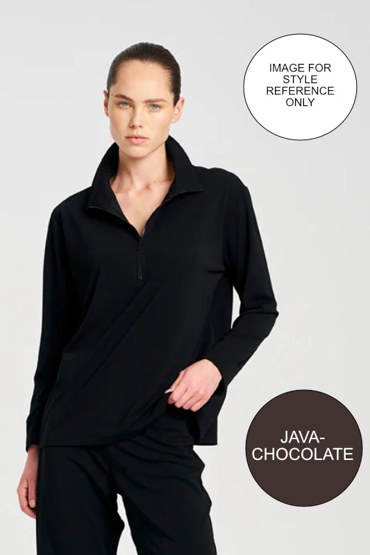 Mela Purdie Zip Front Sweater | Powder Knit | Java