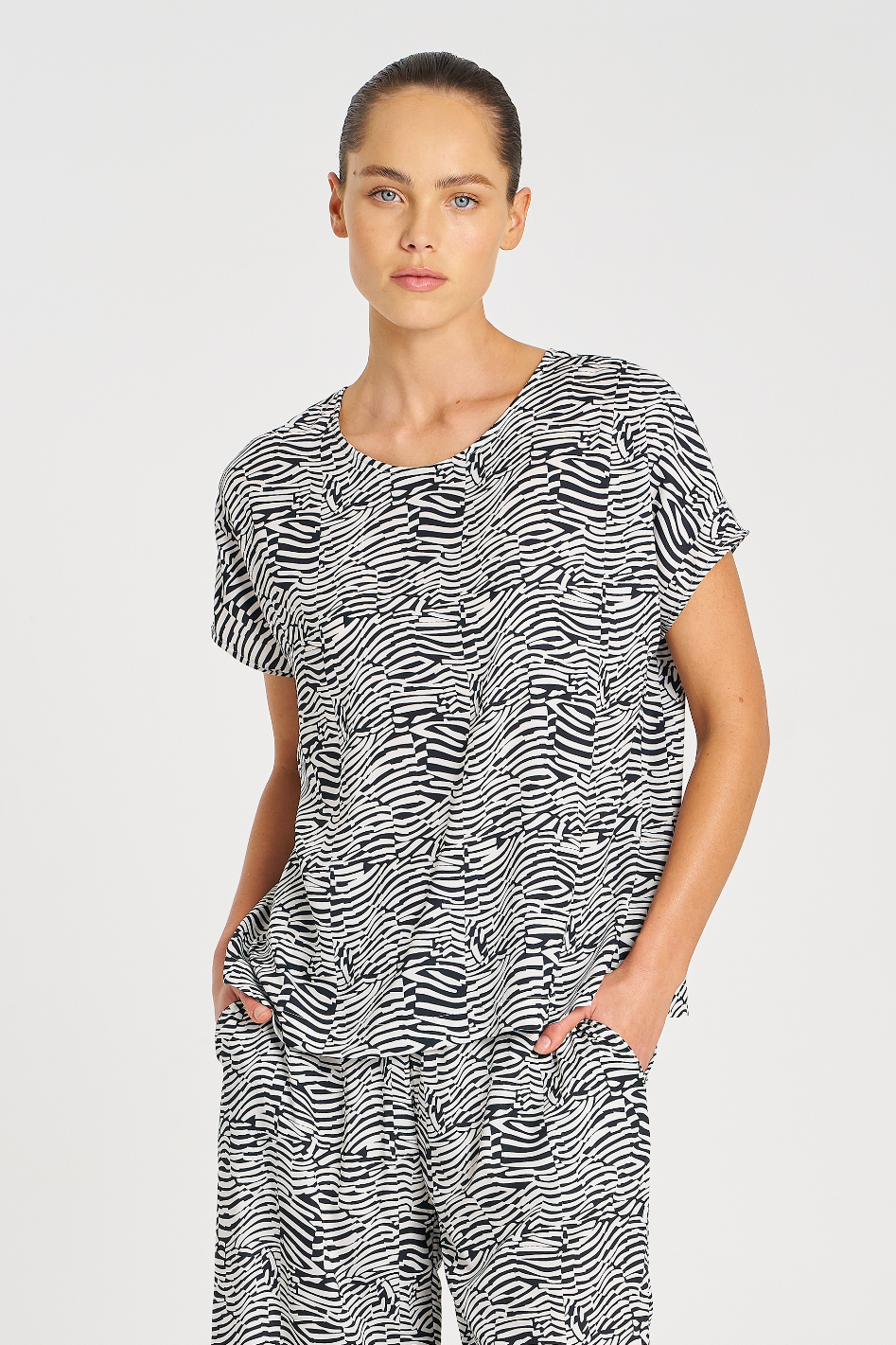 Mela Purdie Cap Shell | Terrain Print Charmeuse