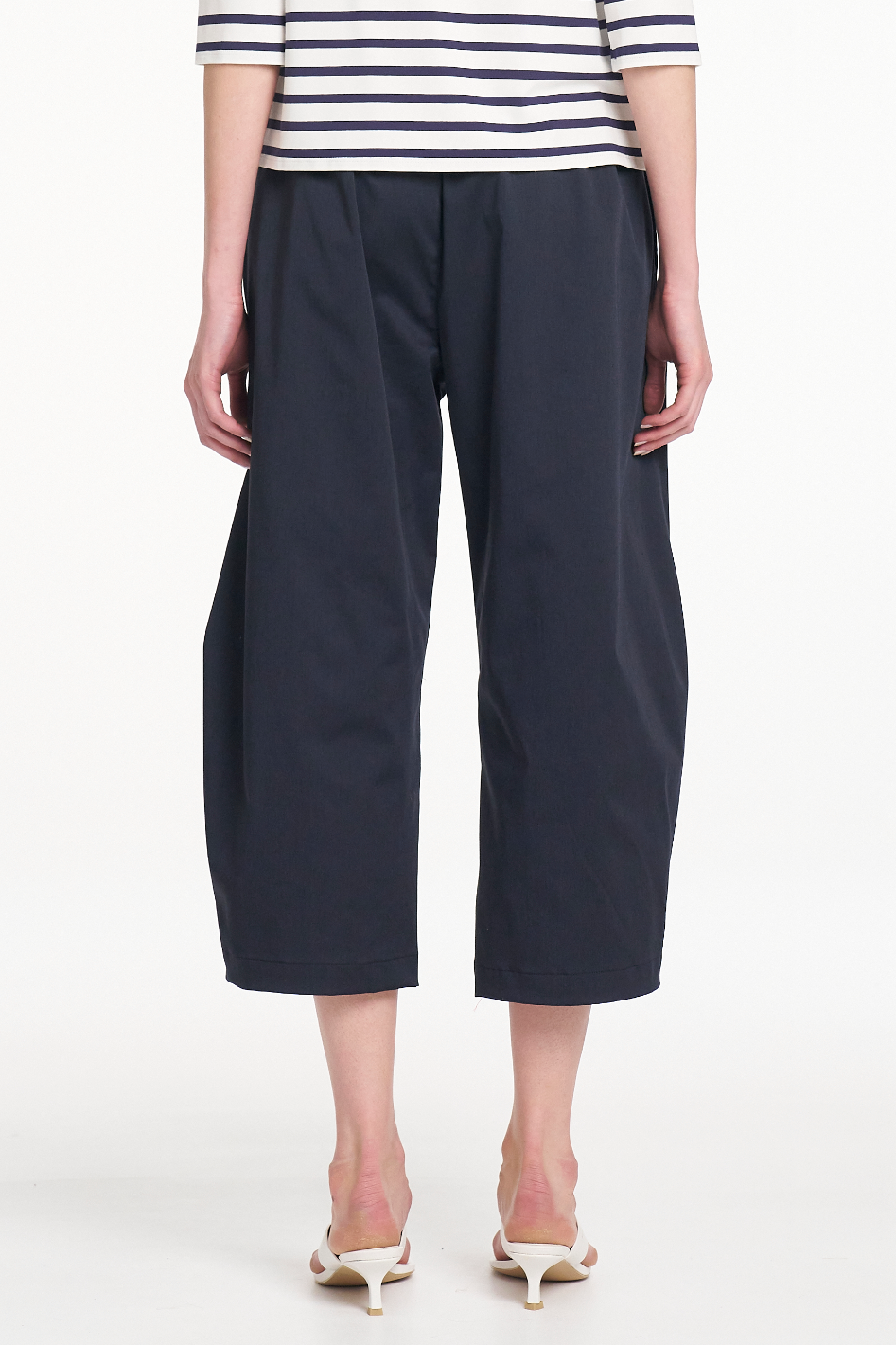 Mela Purdie Crop Barrel Pant in Navy Cotton Panama