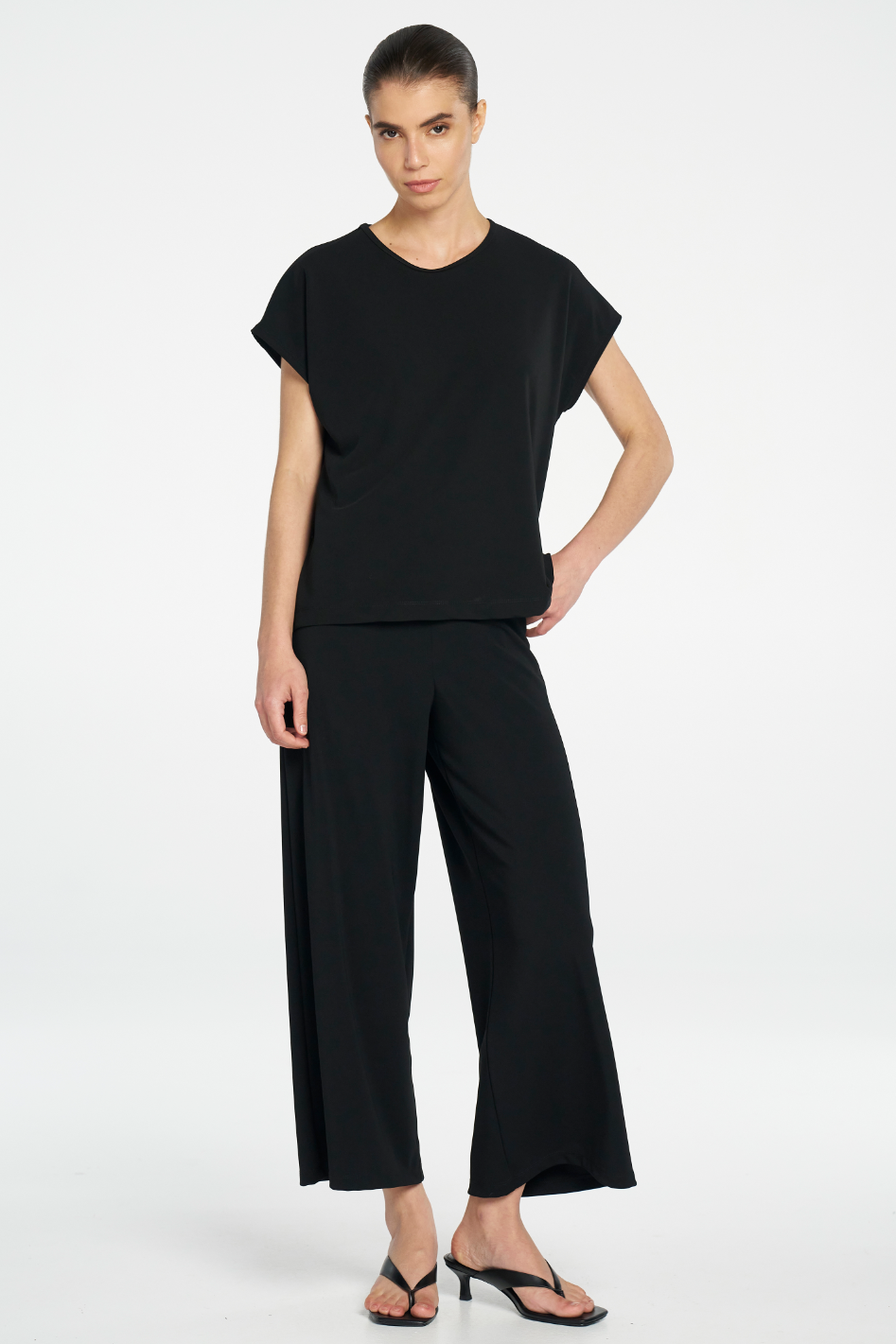 Mela Purdie Crop Palazzo Pant in Black
