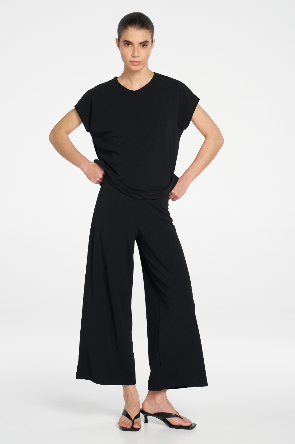 Mela Purdie Crop Palazzo Pant in Black
