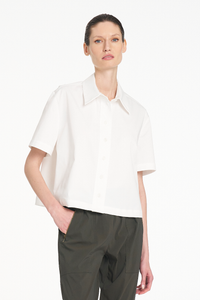 Mela Purdie Crop Shirt | Cotton Panama | White