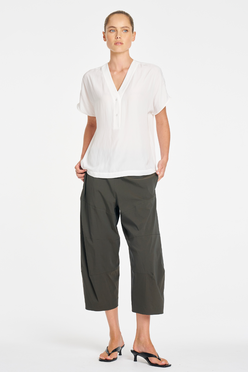 Mela Purdie Cropped Tuscan Pant in Bark Microprene