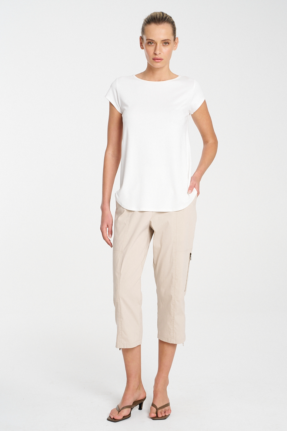 Mela Purdie Cropped Zip Cargo | Microprene | Biscotti