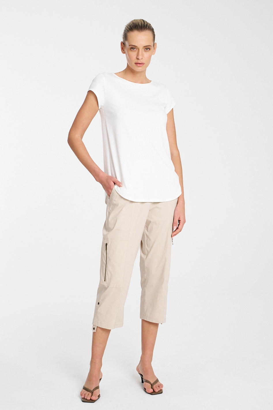 Mela Purdie Cropped Zip Cargo | Microprene | Biscotti