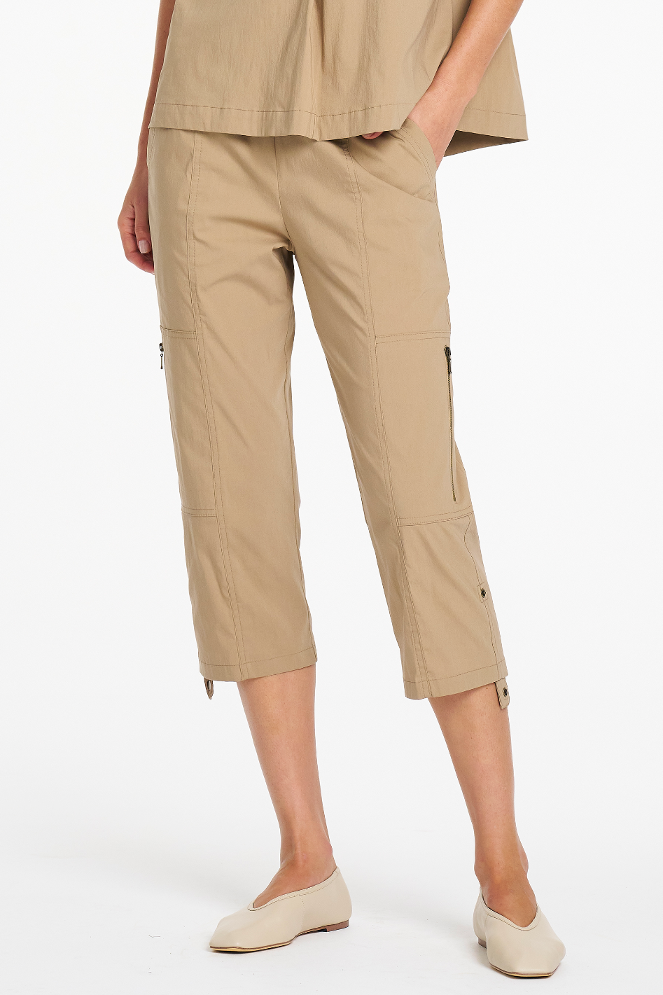 Mela Purdie Cropped Zip Cargo in Elm Microprene