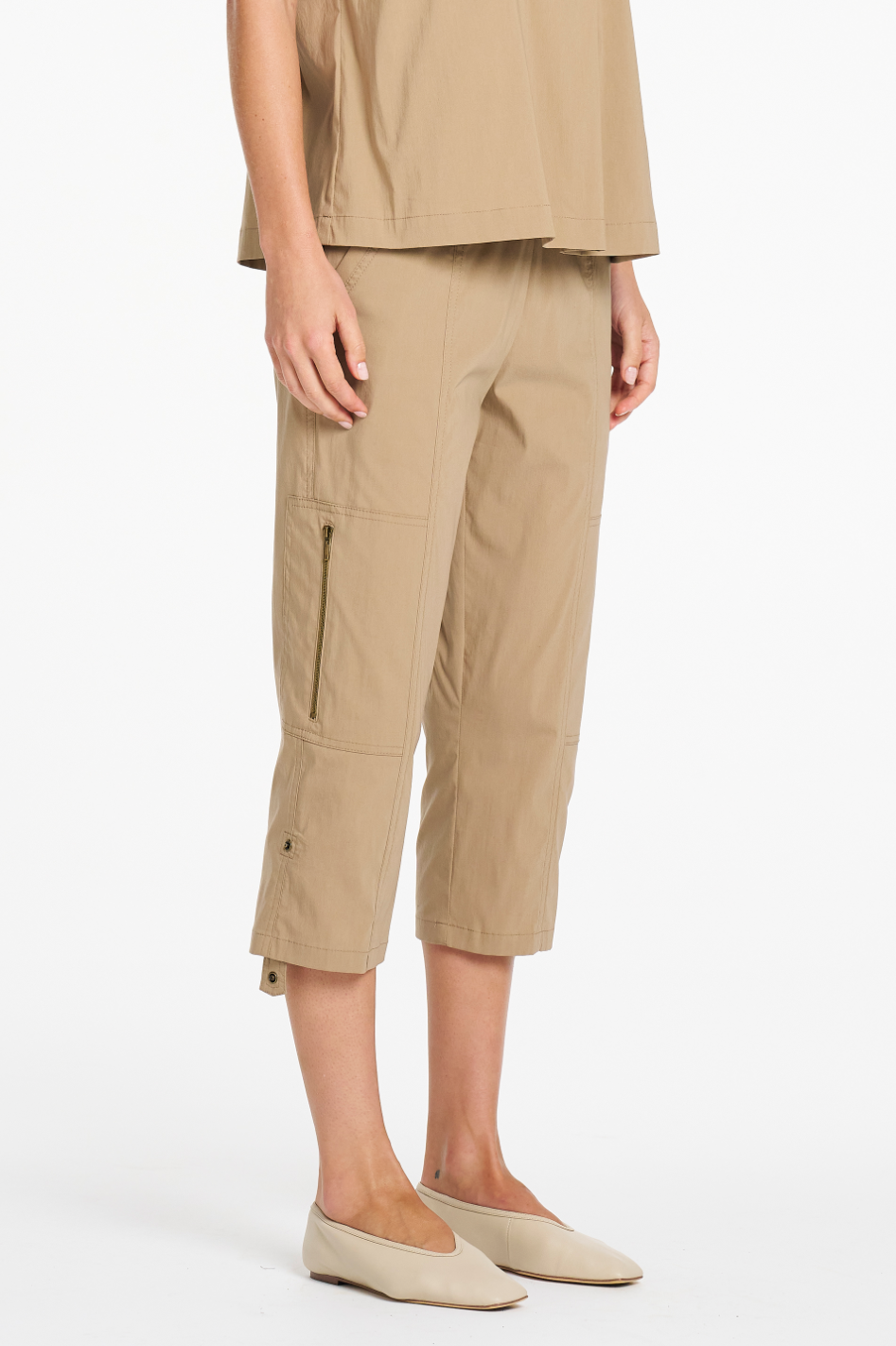 Mela Purdie Cropped Zip Cargo in Elm Microprene