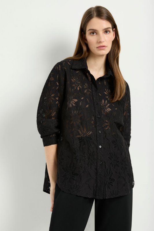 Mela Purdie Dart Shirt in Black Flora Lace