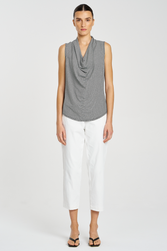 Mela Purdie Drape Shell | Caviar Stripe Jersey | Black/White