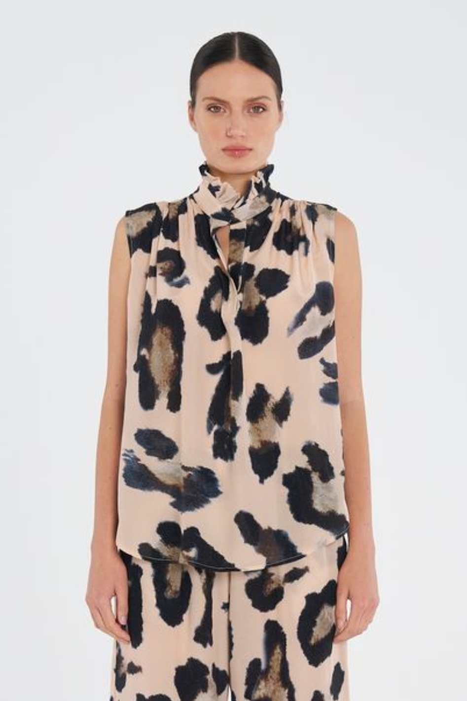 Mela Purdie Frill Neck Tank in Blurr Silk