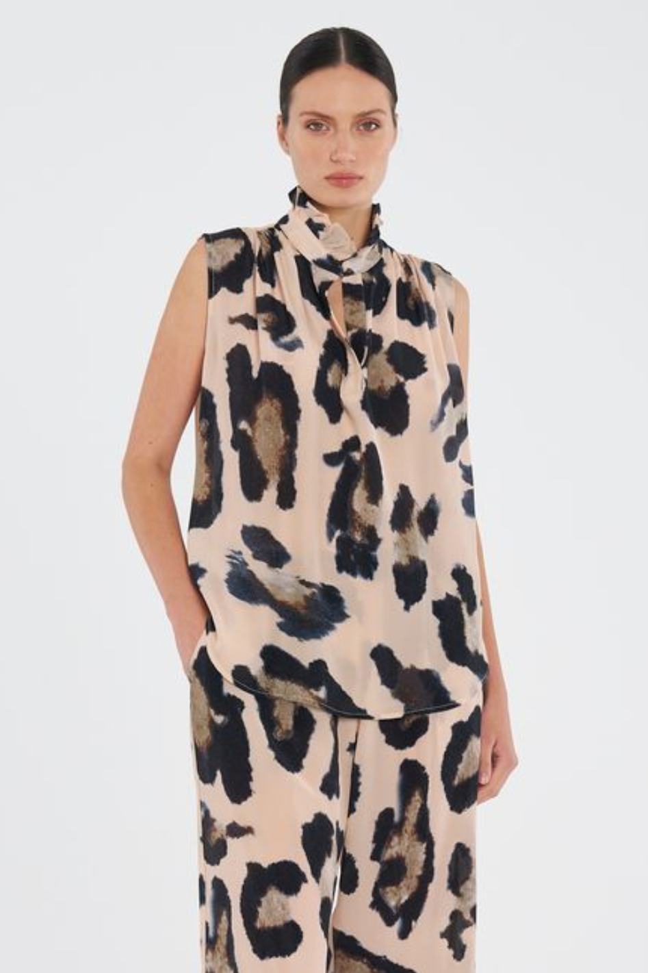 Mela Purdie Frill Neck Tank in Blurr Silk