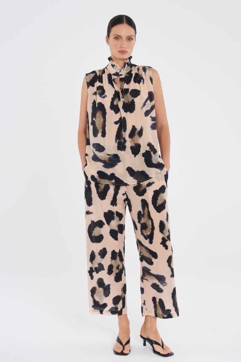 Mela Purdie Frill Neck Tank in Blurr Silk