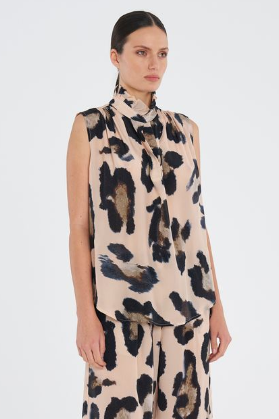 Mela Purdie Frill Neck Tank in Blurr Silk