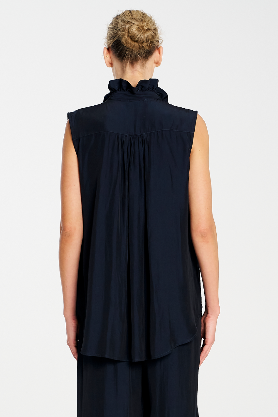Mela Purdie Frill Neck Tank | Mache | Navy