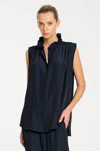 Mela Purdie Frill Neck Tank | Mache | Navy