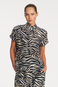 Mela Purdie Funnel Shell | Brush Print Silk