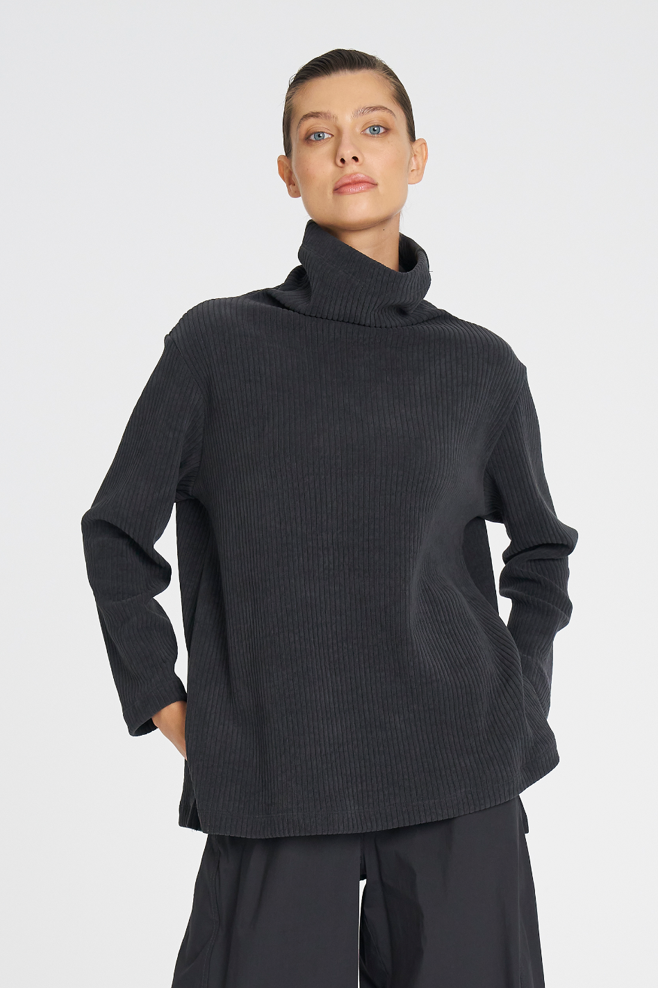 Mela Purdie Funnel Sweater | Cord Knit | Petal