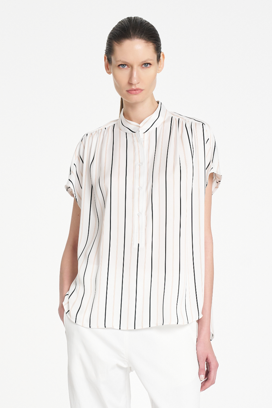 Mela Purdie Gathered Shell in Ruben Stripe