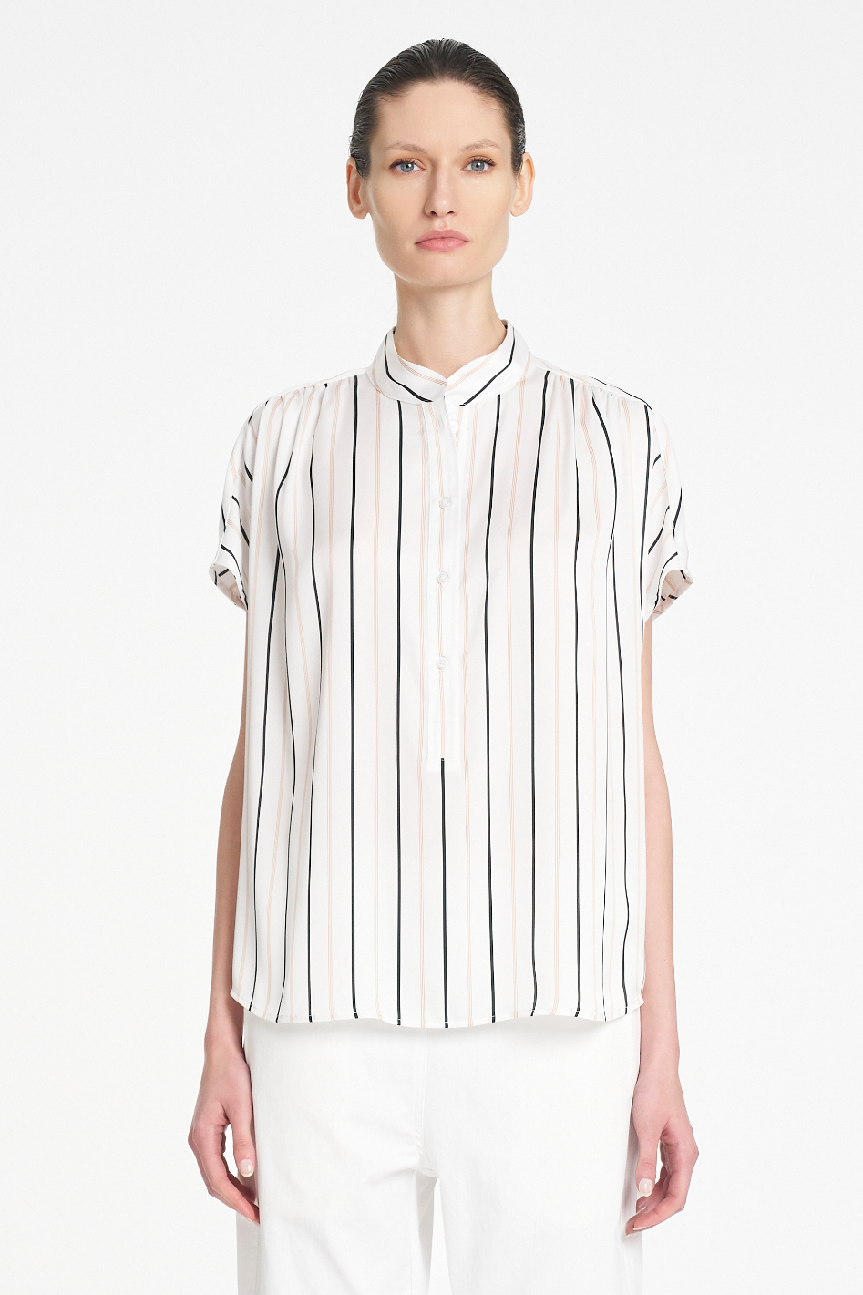 Mela Purdie Gathered Shell in Ruben Stripe