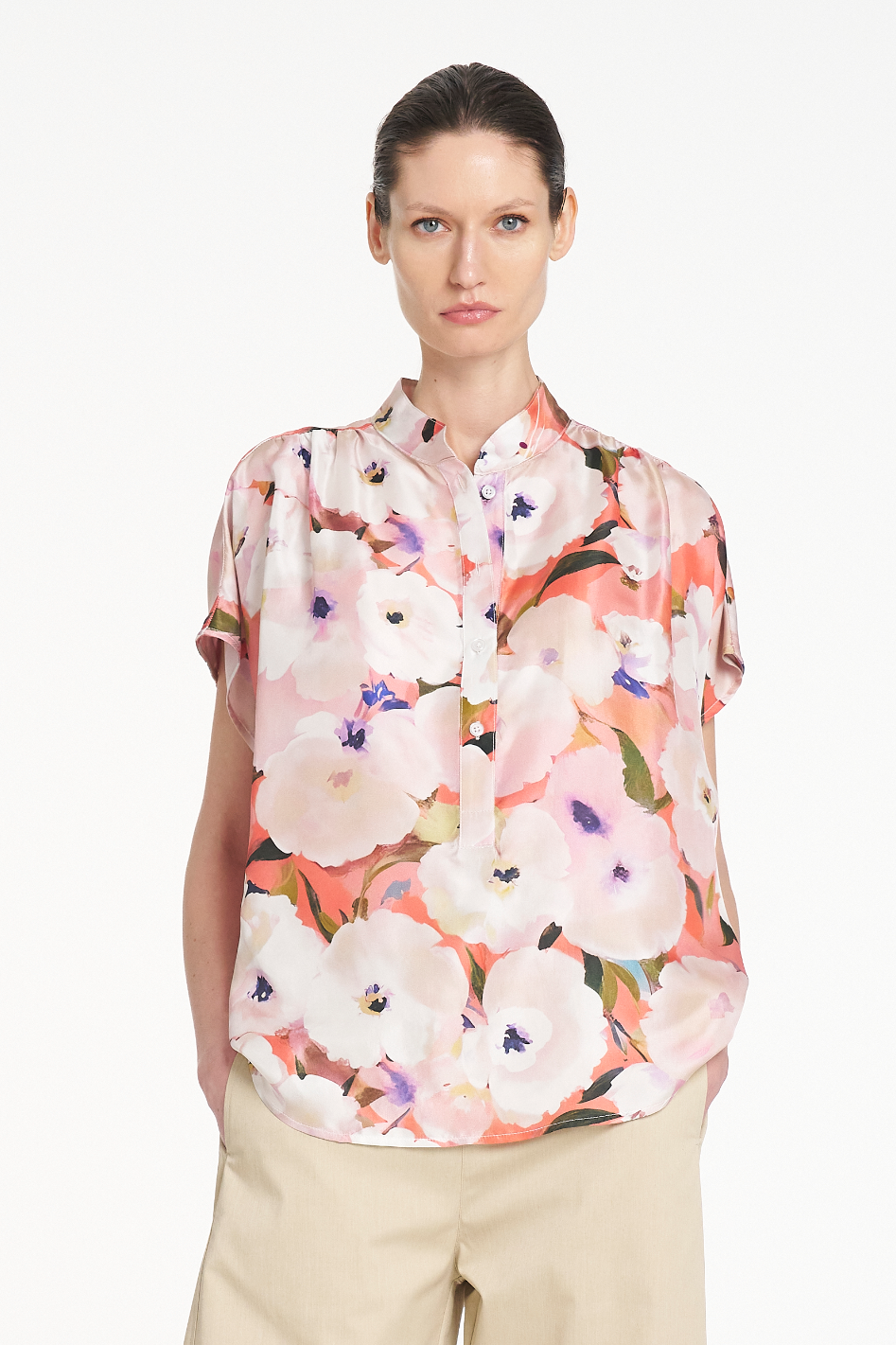 Mela Purdie Gathered Shell in Silk Poppy Chintz